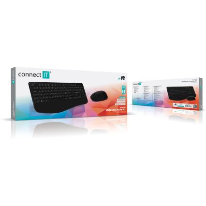 CONNECT IT CKM-7803-CS - Langaton näppäimistö ja hiiri 1200 DPI CZ/SK-lokalisaatiolla 1xAAA + 1xAA musta