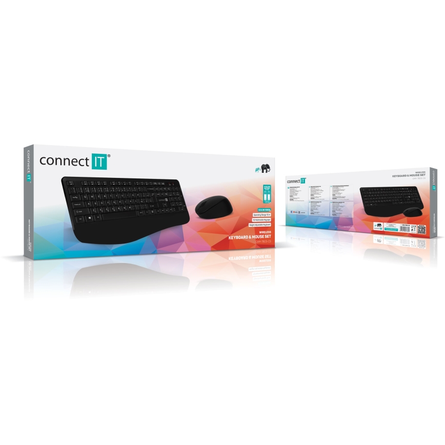 CONNECT IT CKM-7803-CS - Langaton näppäimistö ja hiiri 1200 DPI CZ/SK-lokalisaatiolla 1xAAA + 1xAA musta