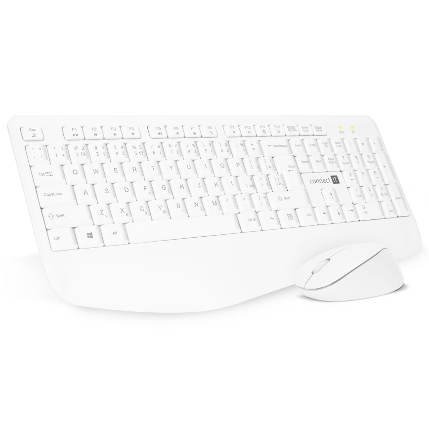 CONNECT IT CKM-7804-CS - Langaton näppäimistö ja hiiri 1200 DPI CZ/SK-lokalisaatiolla 1xAAA + 1xAA valkoinen