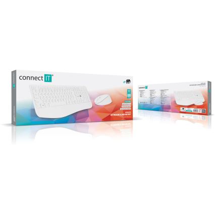 CONNECT IT CKM-7804-CS - Langaton näppäimistö ja hiiri 1200 DPI CZ/SK-lokalisaatiolla 1xAAA + 1xAA valkoinen