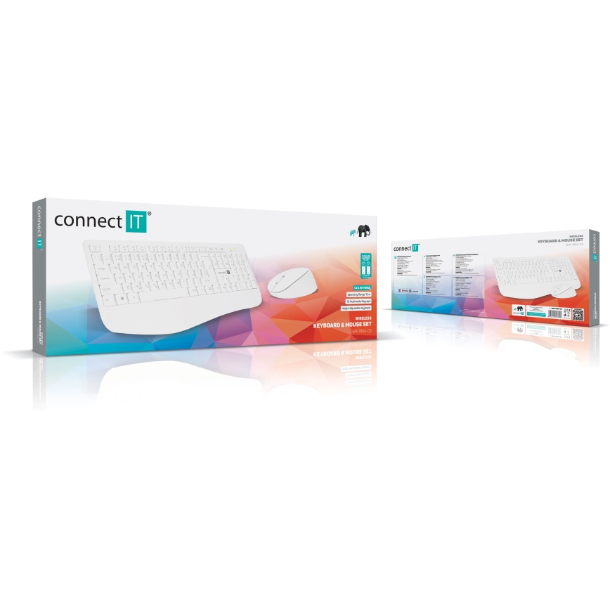 CONNECT IT CKM-7804-CS - Langaton näppäimistö ja hiiri 1200 DPI CZ/SK-lokalisaatiolla 1xAAA + 1xAA valkoinen
