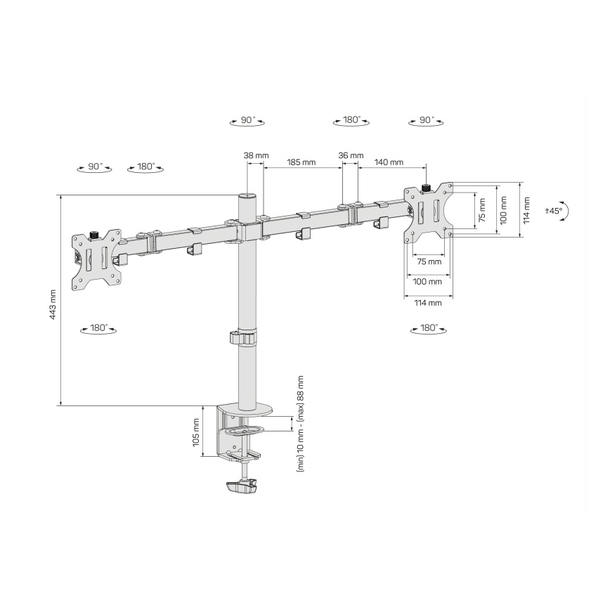 CONNECT IT CMF-3203-BK - Yleiskäyttöinen pidike kahdelle näytölle 13-32” musta