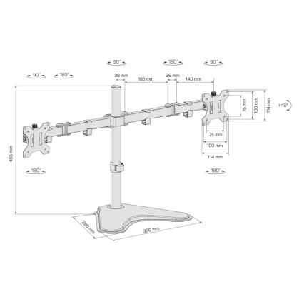 CONNECT IT CMF-3204-BK - Yleiskäyttöinen pidike kahdelle näytölle 13-32” musta