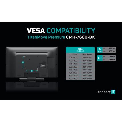 CONNECT IT CMH-7600-BK - TV-seinäteline 32-70” musta