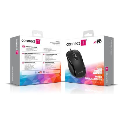 CONNECT IT CMO-1200-BK - Langallinen hiiri 1000 DPI musta