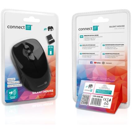 CONNECT IT CMO-2230-BK - Langaton hiljainen hiiri MUTE 1200 DPI 1xAA musta