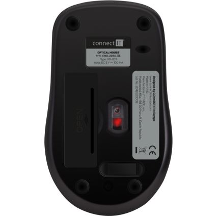 CONNECT IT CMO-2230-BL - Langaton hiljainen hiiri MUTE 1200 DPI 1xAA musta/sininen