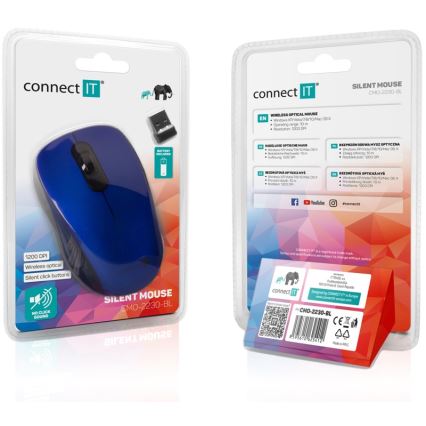 CONNECT IT CMO-2230-BL - Langaton hiljainen hiiri MUTE 1200 DPI 1xAA musta/sininen