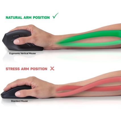 CONNECT IT CMO-2510-BK - Ergonominen langaton hiiri Verti Wireless 800/1200/1600 DPI 2xAAA musta