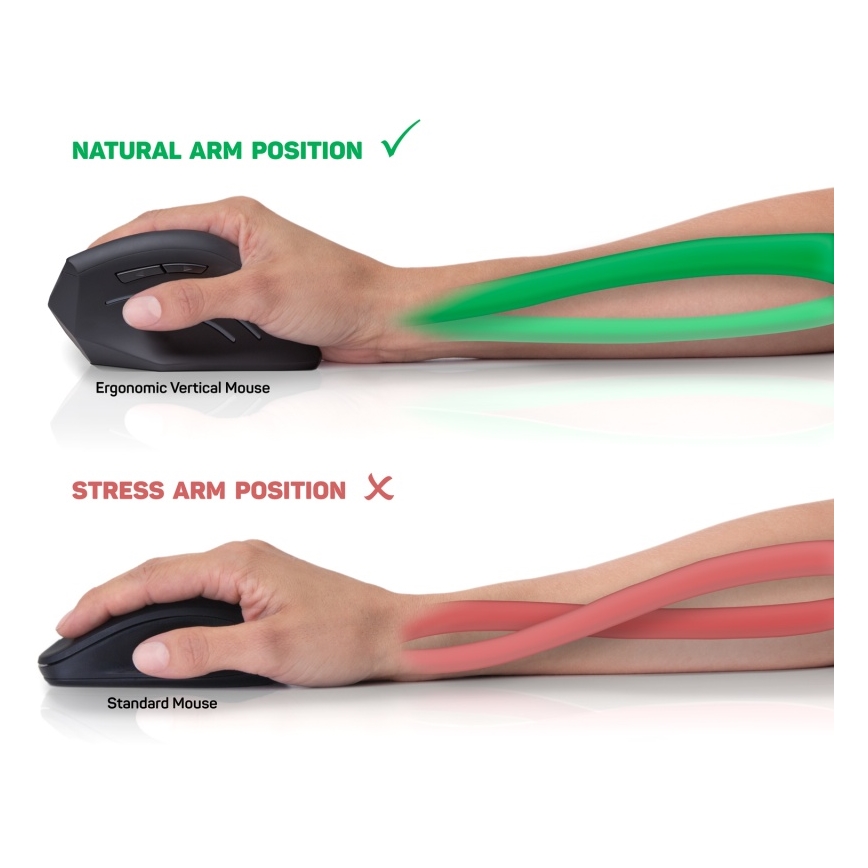 CONNECT IT CMO-2510-BK - Ergonominen langaton hiiri Verti Wireless 800/1200/1600 DPI 2xAAA musta