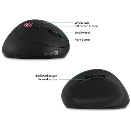 CONNECT IT CMO-2600-BK - Ergonominen langaton hiiri 800/1200/1600 DPI 1xAA musta