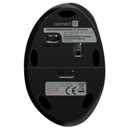 CONNECT IT CMO-2600-BK - Ergonominen langaton hiiri 800/1200/1600 DPI 1xAA musta