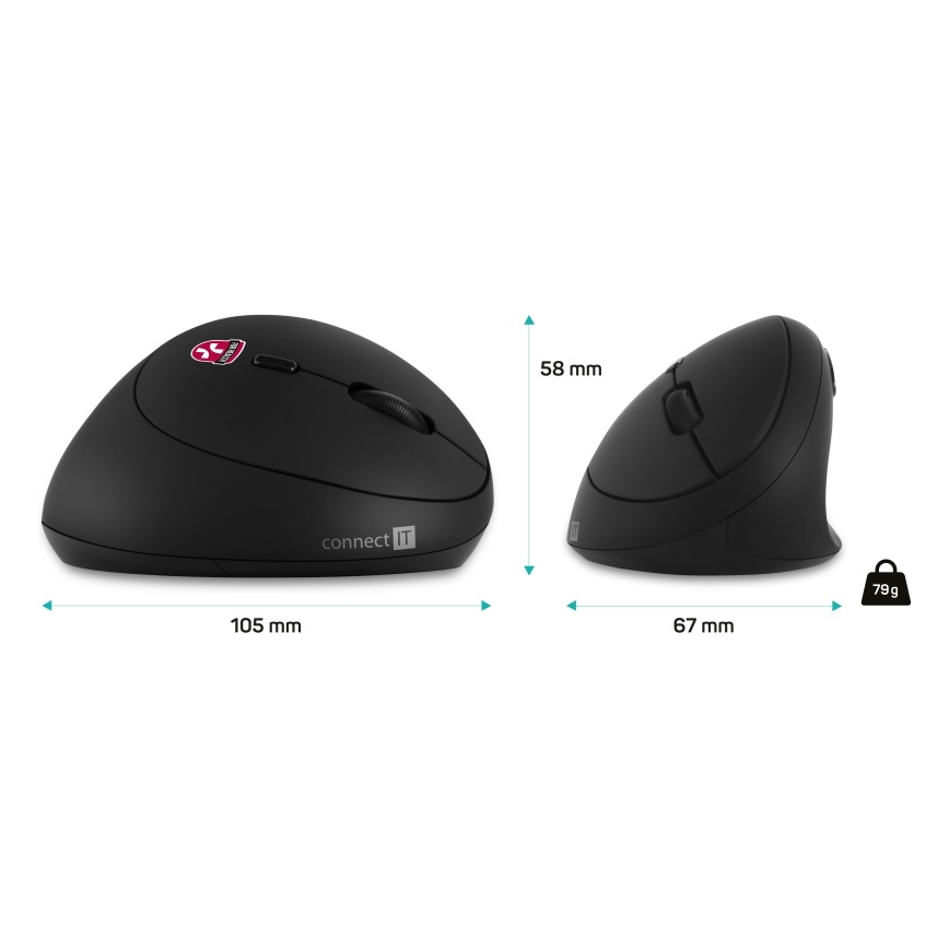 CONNECT IT CMO-2600-BK - Ergonominen langaton hiiri 800/1200/1600 DPI 1xAA musta