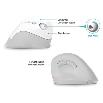 CONNECT IT CMO-2700-WH - Ergonominen langaton hiiri 800/1200/1600 DPI 1xAA valkoinen