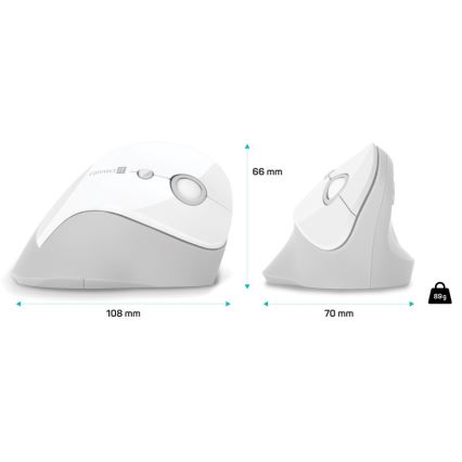 CONNECT IT CMO-2700-WH - Ergonominen langaton hiiri 800/1200/1600 DPI 1xAA valkoinen