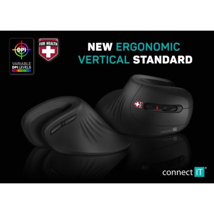 CONNECT IT CMO-2900-BK - Ergonominen langaton hiiri 800/1200/1600 DPI 1xAA musta