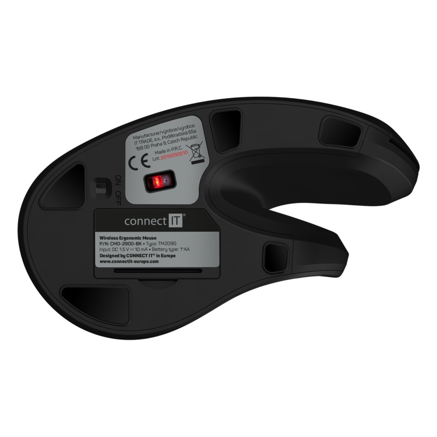 CONNECT IT CMO-2900-BK - Ergonominen langaton hiiri 800/1200/1600 DPI 1xAA musta