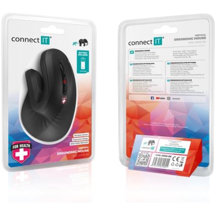 CONNECT IT CMO-2900-BK - Ergonominen langaton hiiri 800/1200/1600 DPI 1xAA musta