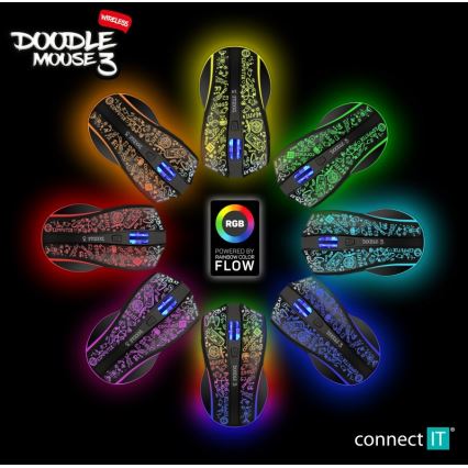 CONNECT IT CMO-3530-DD - LED RGB Langaton ladattava peli hiiri 800/1200/1600/2400/4800 DPI 600 mAh musta