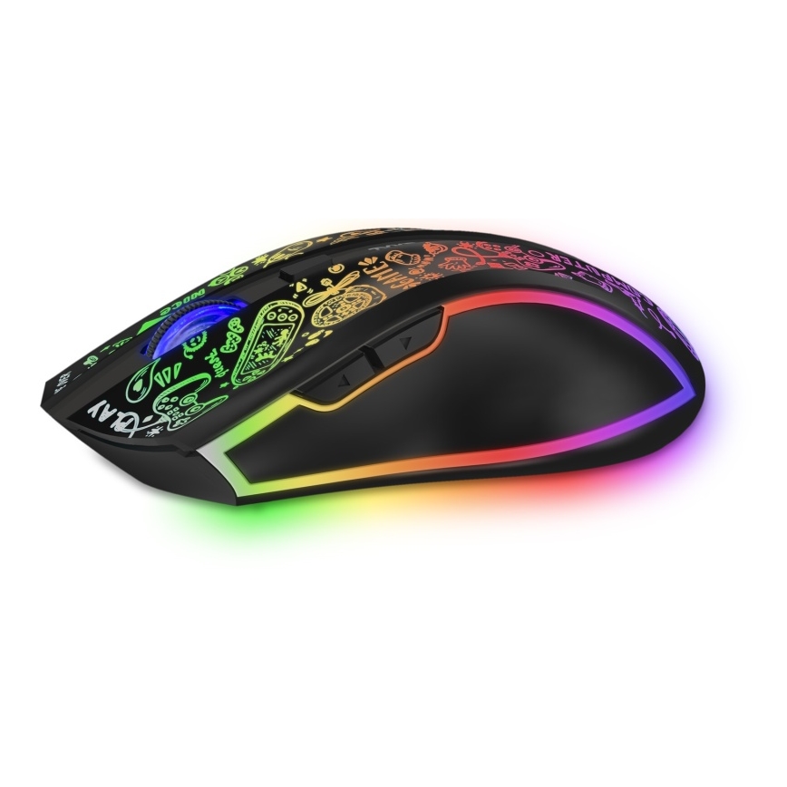 CONNECT IT CMO-3530-DD - LED RGB Langaton ladattava peli hiiri 800/1200/1600/2400/4800 DPI 600 mAh musta