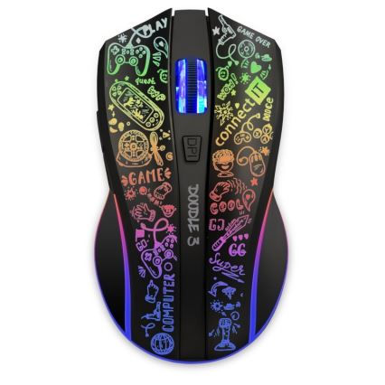CONNECT IT CMO-3530-DD - LED RGB Langaton ladattava peli hiiri 800/1200/1600/2400/4800 DPI 600 mAh musta