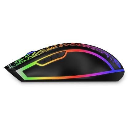 CONNECT IT CMO-3530-DD - LED RGB Langaton ladattava peli hiiri 800/1200/1600/2400/4800 DPI 600 mAh musta