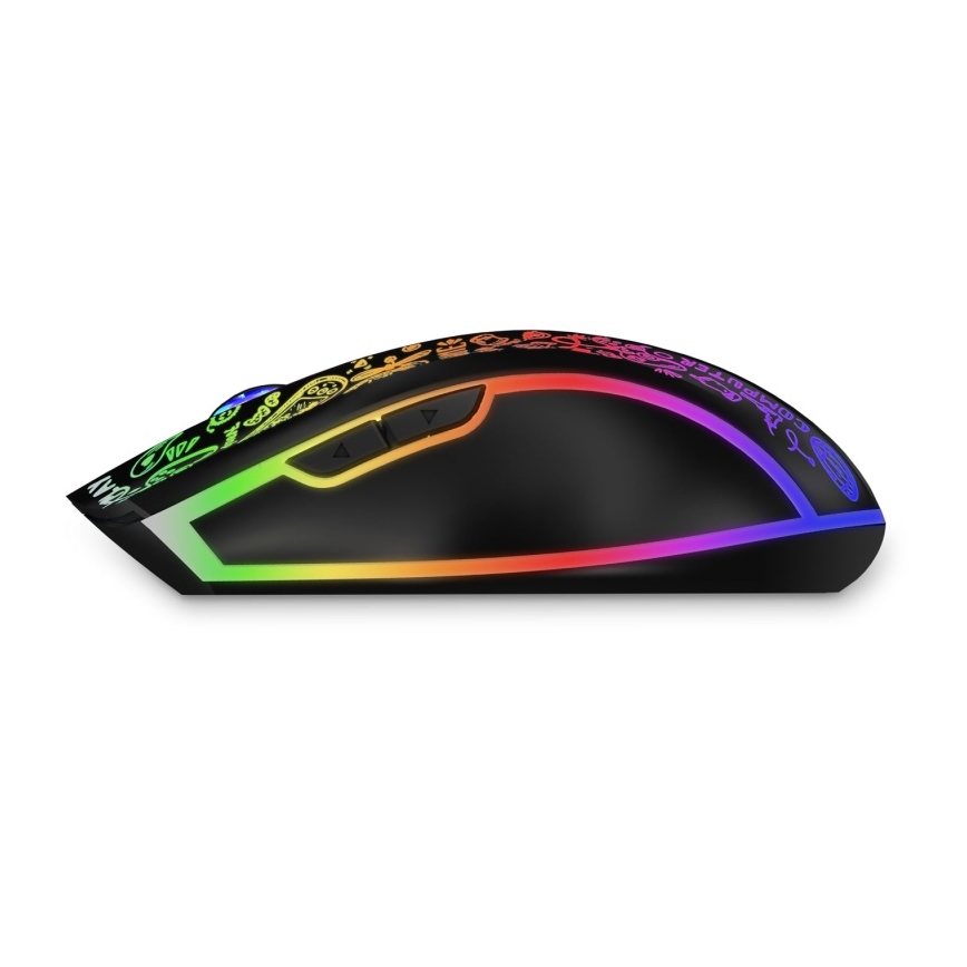CONNECT IT CMO-3530-DD - LED RGB Langaton ladattava peli hiiri 800/1200/1600/2400/4800 DPI 600 mAh musta