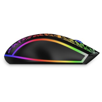 CONNECT IT CMO-3530-DD - LED RGB Langaton ladattava peli hiiri 800/1200/1600/2400/4800 DPI 600 mAh musta