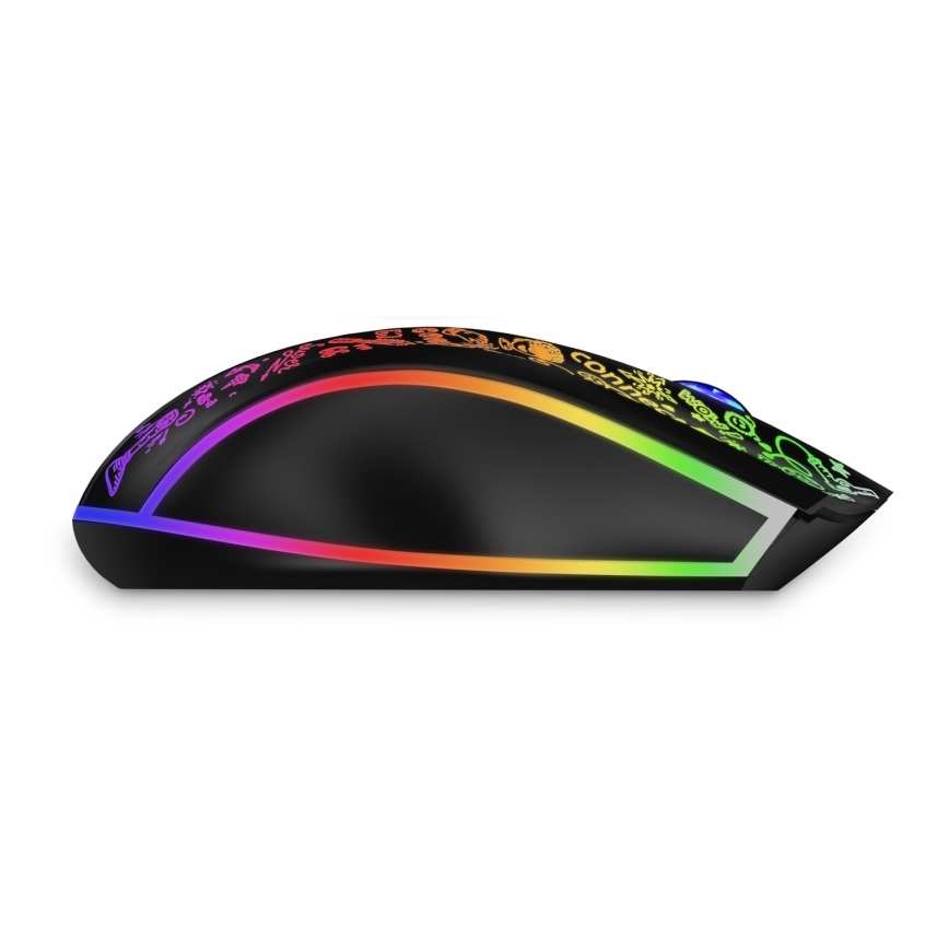 CONNECT IT CMO-3530-DD - LED RGB Langaton ladattava peli hiiri 800/1200/1600/2400/4800 DPI 600 mAh musta