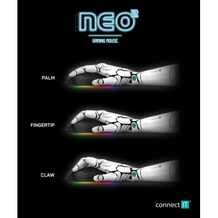 CONNECT IT CMO-3589-BK - LED RGB Langallinen peli hiiri 200-7200 DPI musta