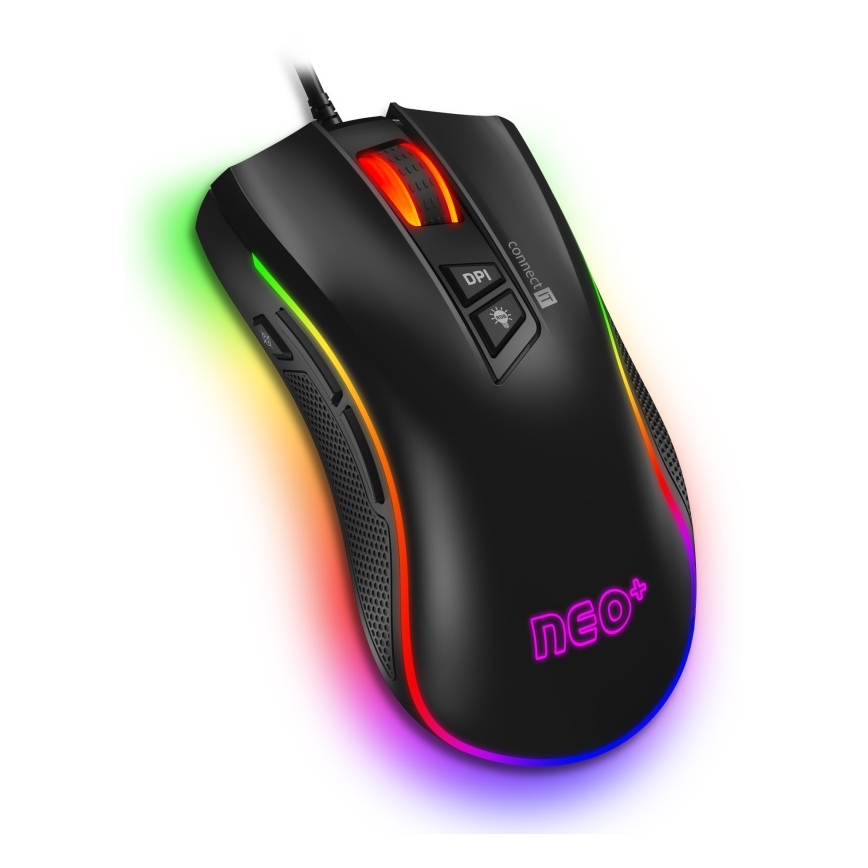 CONNECT IT CMO-3591-BK - LED RGB Langallinen pelihiiri 500-7200 DPI musta