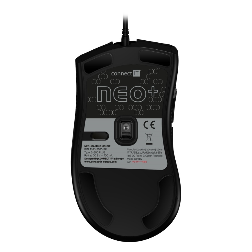 CONNECT IT CMO-3591-BK - LED RGB Langallinen pelihiiri 500-7200 DPI musta