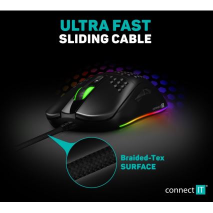 CONNECT IT CMO-5511-BK - LED RGB Langallinen pelihiiri 200-12800 DPI musta