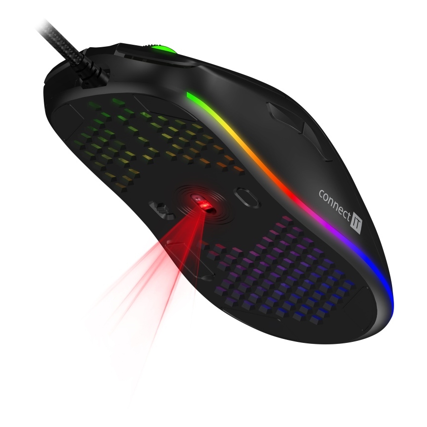 CONNECT IT CMO-5511-BK - LED RGB Langallinen pelihiiri 200-12800 DPI musta