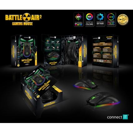 CONNECT IT CMO-5511-BK - LED RGB Langallinen pelihiiri 200-12800 DPI musta