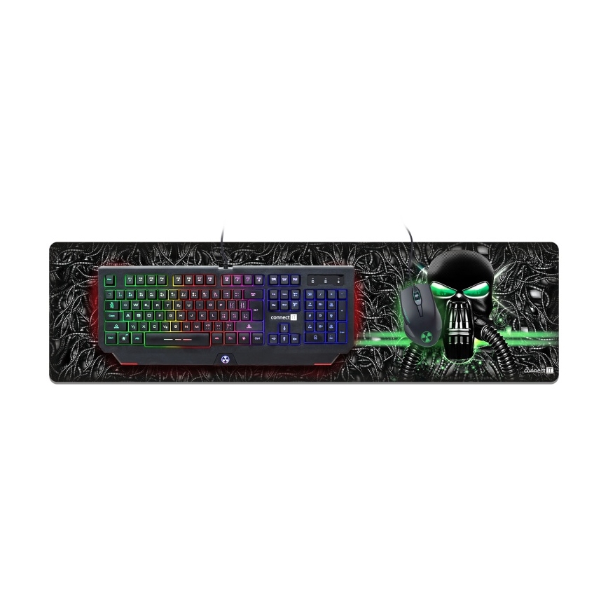 CONNECT IT CMP-1110-LG - Näppämistön matto ja hiiri 88,6x24,5 cm musta/vihreä