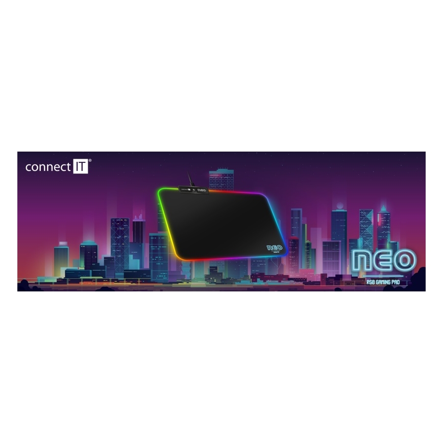 CONNECT IT CMP-3100-SM - LED RGB Pelialusta hiirelle 32x24,5 cm musta