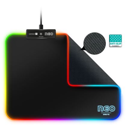 CONNECT IT CMP-3100-SM - LED RGB Pelialusta hiirelle 32x24,5 cm musta