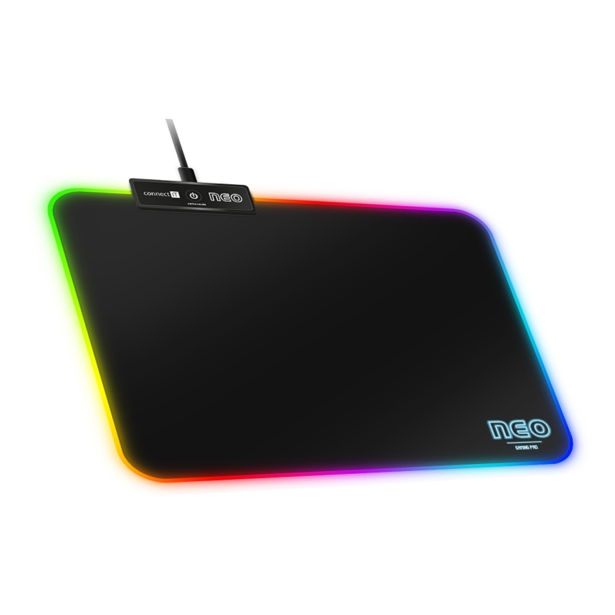 CONNECT IT CMP-3100-SM - LED RGB Pelialusta hiirelle 32x24,5 cm musta