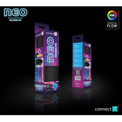 CONNECT IT CMP-3100-SM - LED RGB Pelialusta hiirelle 32x24,5 cm musta