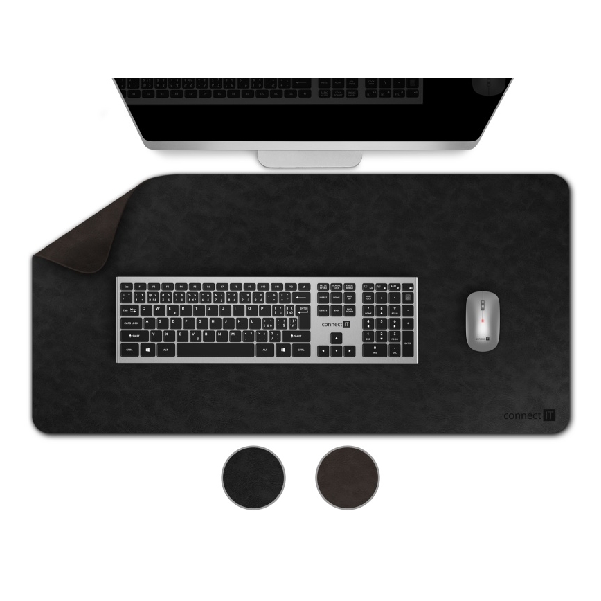 CONNECT IT CMP-4030-LG - Kaksipuolinen näppäimistön ja hiiren alusta 90×40 cm musta/ruskea