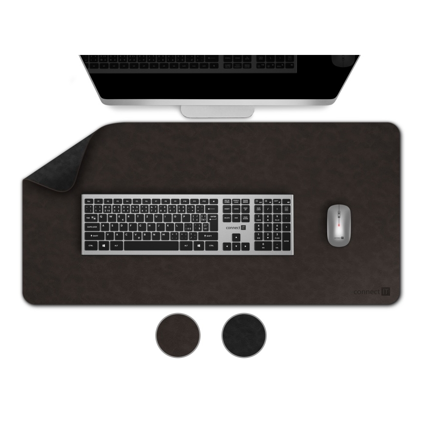 CONNECT IT CMP-4030-LG - Kaksipuolinen näppäimistön ja hiiren alusta 90×40 cm musta/ruskea