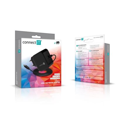 CONNECT IT CNP-1660-BK - Yleiskäyttöinen virtalähde kannettaville tietokoneille USB-C 67W