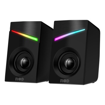 CONNECT IT CSP-1100-BK - SETTI 2x LED RGB Pelaaminen kaiutin 6W/5V musta