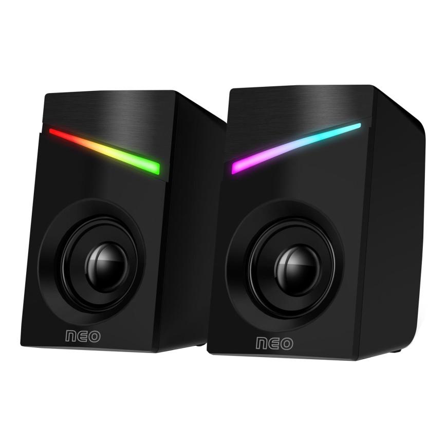 CONNECT IT CSP-1100-BK - SETTI 2x LED RGB Pelaaminen kaiutin 6W/5V musta