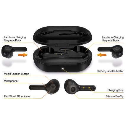 CONNECT IT HEP-5300-BK - Langattomat kuulokkeet mikrofonilla 300 mAh musta