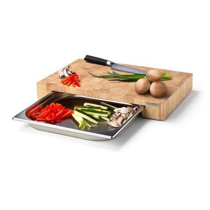 Continenta C4027 - Keittiön leikkuulauta kulholla 48x32,5 cm kumi viikuna