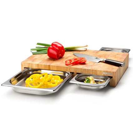 Continenta C4028 - SETTI 1x keittiön leikkuulauta 50x32,5 cm + 3x kulho kumi viikuna
