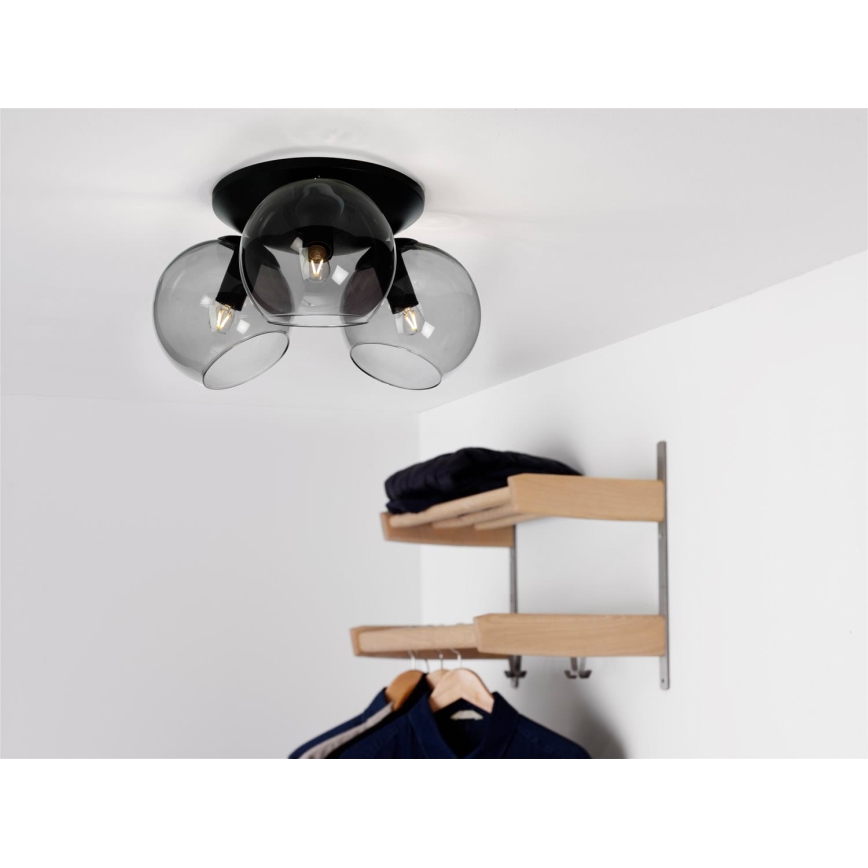 Cottex - Kattovalaisin CAPELLA 3xE14/40W/230V halkaisija 37 cm savunvärinen/musta