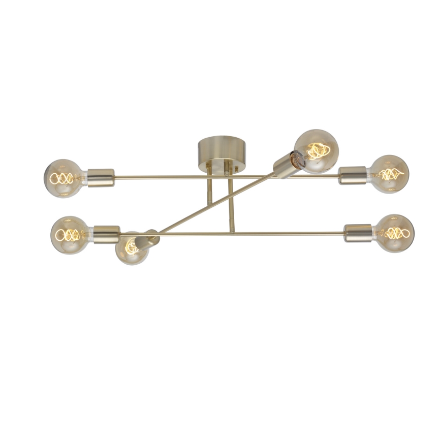 Cottex - Pintakiinnitteinen kattokruunu BATON 6xE27/60W/230V messinki